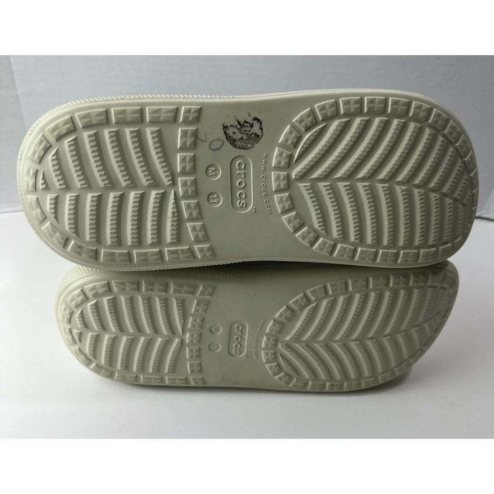 CROCS Classic Crush Rain Boots BONE Cream Mens Size 11 Waterproof Platform Shoes
